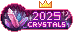 [image of Artfight's 2025 Team Crystals badge, with a small golden crown above it.]